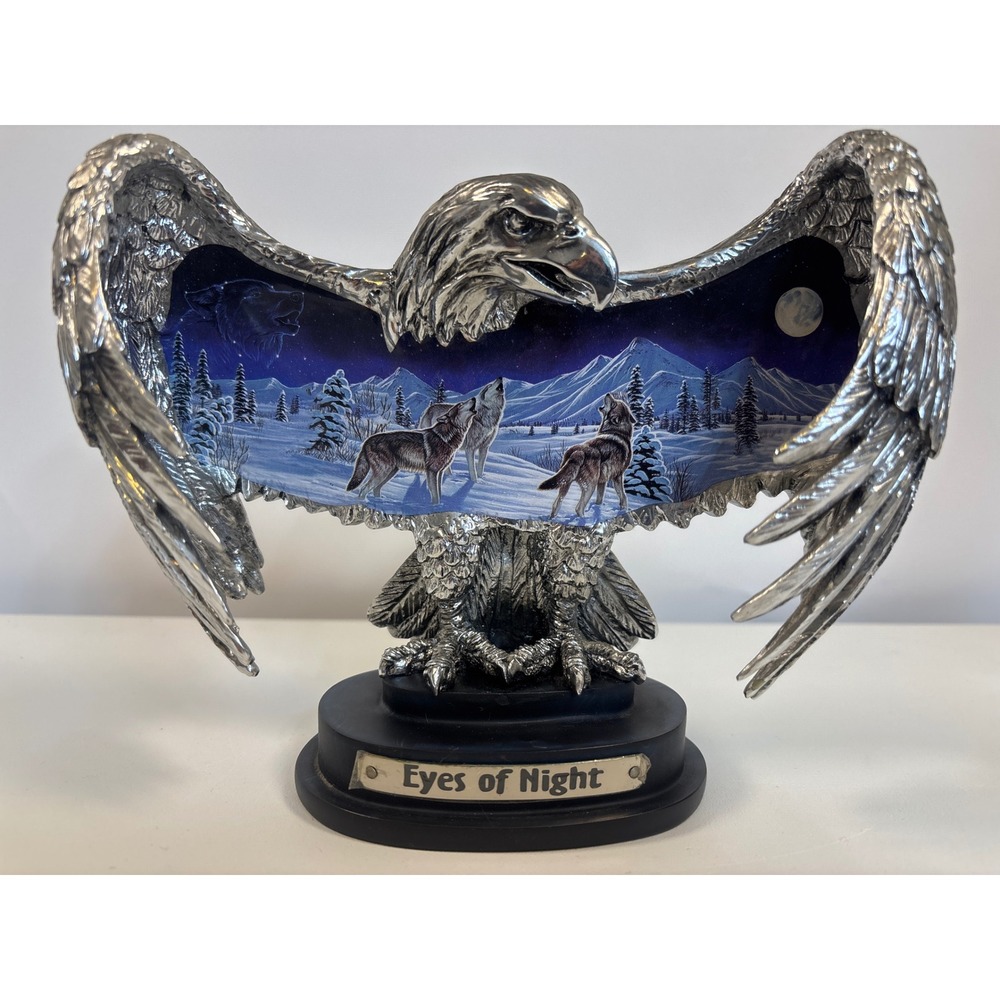 Bradford Exchange Eyes of Night Eagle Wolf Figurine Cynthia Fisher 2004 Limited